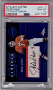 Autógrafo de fútbol americano John Elway Leaf 2003 cortes limitados/75 grado PSA 10 gemas como nuevo - Imagen 1 de 2
