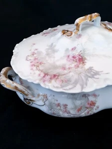 Fine antique Haviland & Co Limoges France large oval thin porcelain tureen 11" - Picture 1 of 12