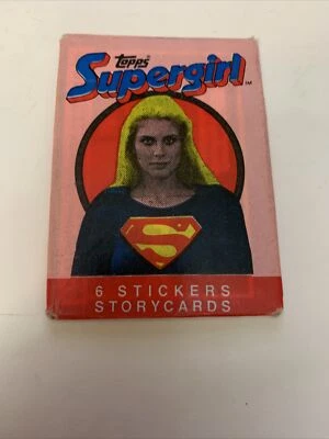 NEW VINTAGE TOPPS SUPERGIRL STORYCARDS NEW SEALED PACK. 6 stickers each pack. - Image 1 of 4