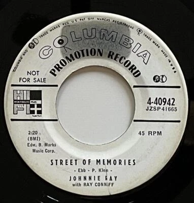 Johnnie Ray with Ray Conniff Street of Memories 45 Columbia Pop (1957) DJ vg++ - Image 1 of 2