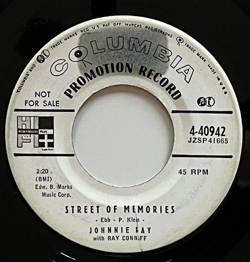 Johnnie Ray with Ray Conniff Street of Memories 45 Columbia Pop (1957) DJ vg++ - Image 1 of 2