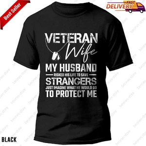 Veteran Wife Army Husband Soldier T-Shirt for Women Military Gift Idea - Picture 1 of 12