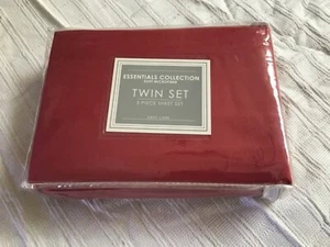 Three Piece Twin Sheet Set Essentials Collection Red Microfiber Brand New - Picture 1 of 2