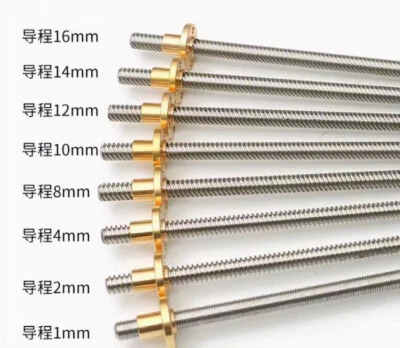 1件装T8梯形杆螺丝和螺母,铅1-14毫米长100-600毫米数控3D打印机 — 第 1/4 张图片