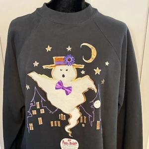 Felpa maglione Halloween vintage anni 90 spettrale nonna Casper Ghost nuova con etichetta viola - Foto 1 di 21