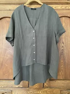 Ruti S / M Drifter oversize linen top olive green high low hi lo may fit M L XL - Picture 1 of 7