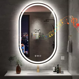 Badspiegel mit LED Beleuchtung 50*75 cm Touch Beschlagfrei Wandspiegel Bluetooth - Bild 1 von 12