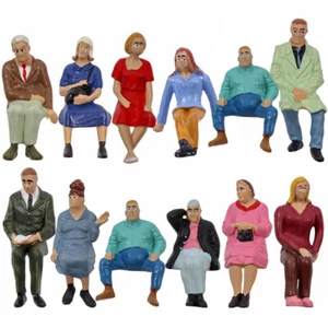 12pcs Échelle G 1:25 Ferroviaire Personnes Assises Peints pour Paysage Modélisme - Photo 1/7