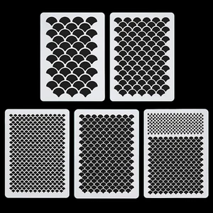 Juego de plantillas escala de pescado de 5 piezas - sirena, plantillas reutilizables para arte, tatuajes, con - Imagen 1 de 12