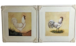 The Bombay Co ROOSTER Framed Art Prints Pair 11"x11" Farmhouse Cottage Core - Picture 1 of 6