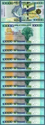 Sierra Leone 10000 Leones 2010, UNC, 10 Pcs LOT, Consecutive, P-33a, Prefix DJ - Image 1 of 4