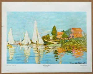 Monet Boats at Argenteuil Vintage 1a Edizione Limitata Litografia Originale 1960 - Foto 1 di 1