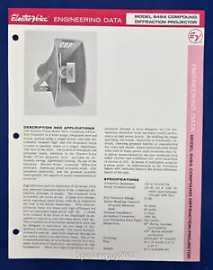 EV - Electro Voice Engineering Data Brochure - 848A Horn Speaker - Picture 1 of 1