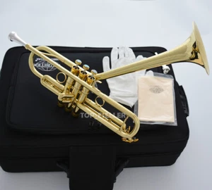 2025 New Dizzy style Trumpet Engraving Bell Lacquered horn With Case mouthpiece - Picture 1 of 5