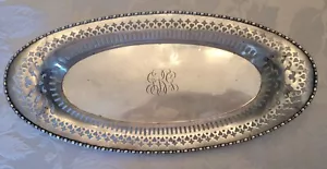 Antico vassoio ovale monogrammato argento sterling Wallace & Sons G632 ~ 210 grammi. - Foto 1 di 17