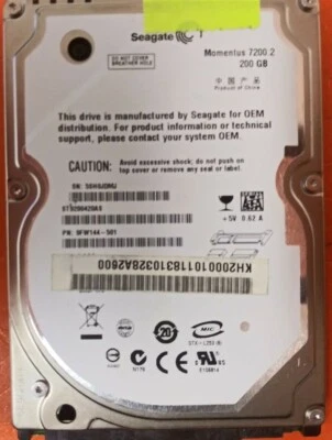⭐️⭐️⭐️⭐️⭐️ HDD Hard Drive SATA Laptop 2.5" Seagate ST9200420AS 200GB 9FW144-501 - Image 1 of 2