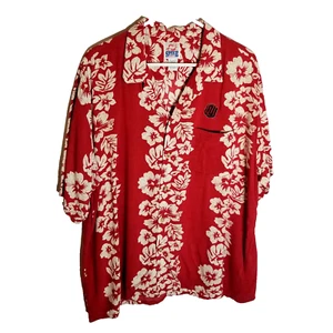 OU Hawaiian Shirt Men's XL Red Floral Spike Sports Oklahoma University Football - Picture 1 of 6