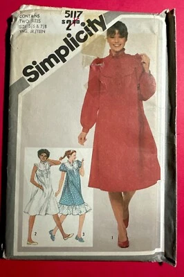 Rare UNCUT 80’s Tent Dress Young Jr Teen 5/6 7/8 Simplicity 5117 Sewing Pattern - Image 1 of 2