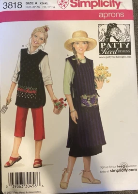 Delantal de jardín Simplicity 3818 Art Smock patrón de costura Patty Reed XS- XL sin cortar Foto 1 de 2