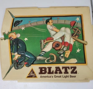 Vintage 1975 Blatz Bier Vacuform Baseball Schild Breweraina Bilderrahmen Cartoon - Bild 1 von 8