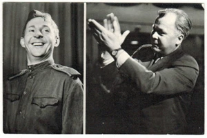 1980 postal poeta soviético A.Tvardovsky aplaude al actor B.Novikov Vasili Tyorkin - Imagen 1 de 2
