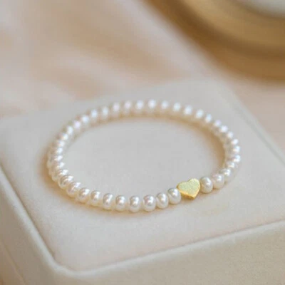 Natural South Sea AAA White baby Pearl Bracelet  7-8'' s925 - Image 1 of 3