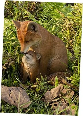 Estatua de jardín de zorro madre y bebé de regalo de alta línea, marrón (87719-I)  Foto 1 de 4
