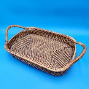 Pampered Chef Woven Selections 11" x 16" Rectangular Wicker Server w/ Handles - Picture 1 of 11