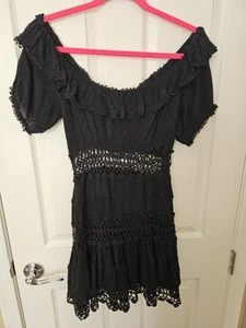 Free People Mixed Emotions kurz gefüttert Stufen schwarz Kleid mit Spitze, Seitenreißverschluss, 8 - Bild 1 von 8