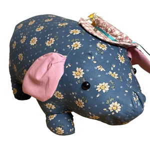 Large Home Made Floral Pig In Hat - Picture 1 of 8