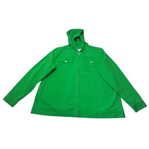 Denim & Co Damen große leichte Jacke Kapuze Kordelzug grün Reißverschluss vorne - Bild 1 von 8