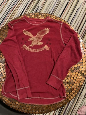 Red & Gold Vintage American Eagle Thermal Long Sleeve. Used with no flaws - Image 1 of 3