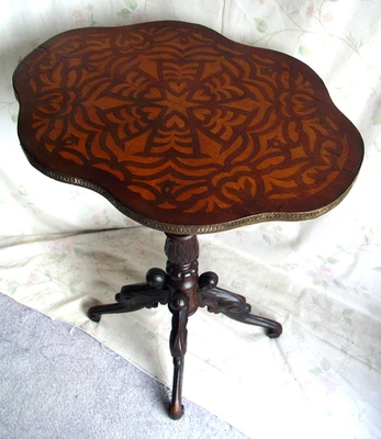 France Antique Louis XV Table Side Table Wood Inlaid Brass Circa 1880 - Image 1 of 4