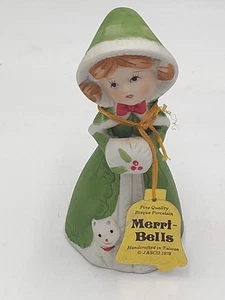 Vintage Merri-Glocken Mädchen mit Katze Jasco Glocke - Biskuitporzellan - Bild 1 von 7