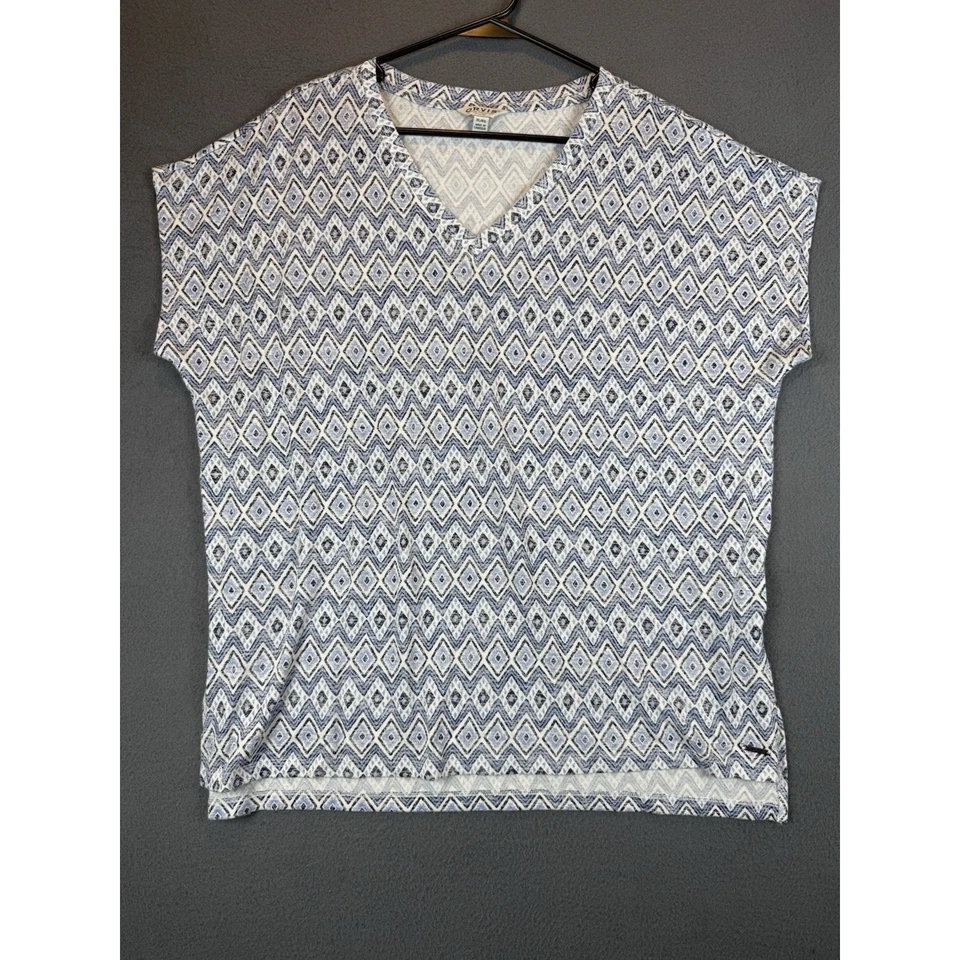 Top túnica Orvis cuello en V para mujer XL azul suave elástico tejido boho gran tamaño cómodo Foto 1 de 4