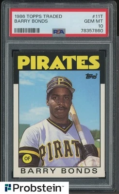 1986 Topps negociado #11T Barry Bonds Pittsburgh Pirates radiocontrol novato PSA 10 GEMA como nuevo Foto 1 de 2