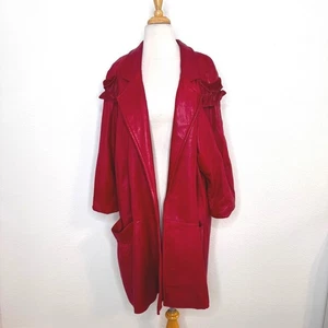 Vintage Remy Damen Ledermantel Größe M Rot USA Luxus 80er Oversized Urlaub - Bild 1 von 16