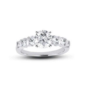 Klassisches passendes Braut-Set 5,18 kt D SI3 rund natürliche zertifizierte Diamanten 14 kt - Bild 1 von 8
