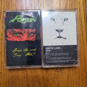 White Lion Pride Poison Open Up and Say... Ahhh Cassette Lot 2 Glam Metal 1980s - Bild 1 von 4