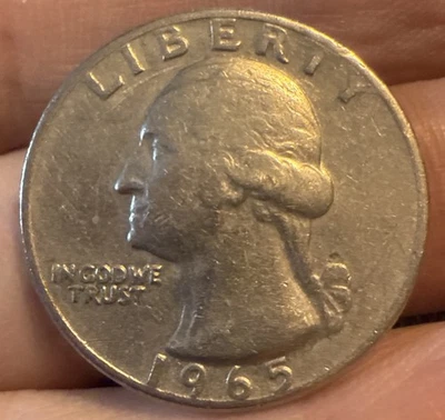1965 Washington Quarter No Mint Mark Rim Letters Filled A Errors - Image 1 of 4