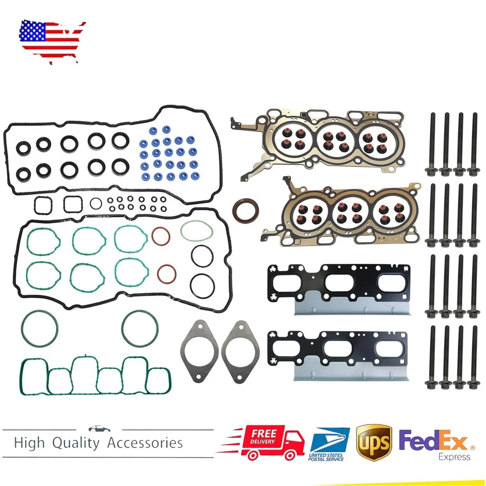 New Full Gasket Set Head Bolts For 2011-19 Ford Edge Explorer Flex Taurus 3.5L  - Image 1 of 4