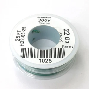 H22-05-25 25 Fuß 22 AWG GRÜN Litze elektronischer Anschluss 300 V Kabel UL1007 80C - Bild 1 von 1