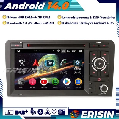 8-Kern DAB+Android 14 Autoradio GPS Für AUDI A3 S3 RS3 RNSE-PU CarPlay Wifi 64GB - Bild 1 von 4