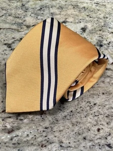 Outstanding Paul Stuart 100% Silk Repp Tie Gold/Stripes Italy Immaculate NR - Picture 1 of 9