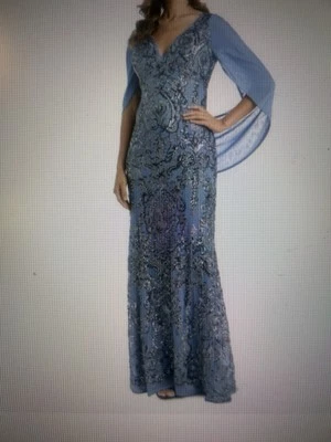 Vestido largo envolvente transparente con cuentas R&M Richards para mujer talla 18 Foto 1 de 4