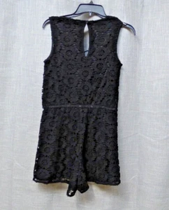 American Rag Cie Junior’s Crochet Lace Sleeveless Romper, M, Black - Picture 1 of 10