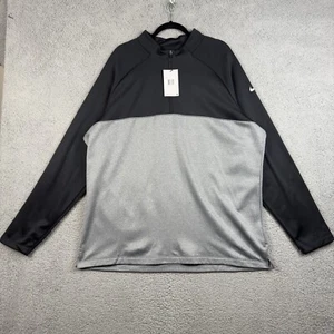 Nike Golf Sweater Mens Size 2XL Gray Black Therma Fit 1/2 Zip Raglan Fleece - Picture 1 of 13