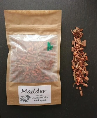 CRAFTY JAM CraftyJam Madder Root Chopped Natural Dye Tejidos Rojo Naranja 100% Biodegradable