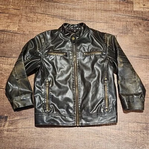 BLACK RIVET Full Zip Up Brown y2k Faux Leather Biker Jacket Women's Size Small - Picture 1 of 16