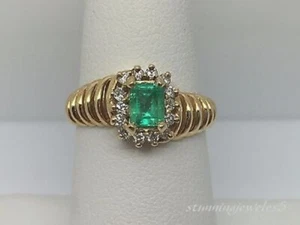 1.55CT Emerald Cut Real Green Emerald Men's Wedding Ring 14K Yellow Gold Finish - Picture 1 of 8